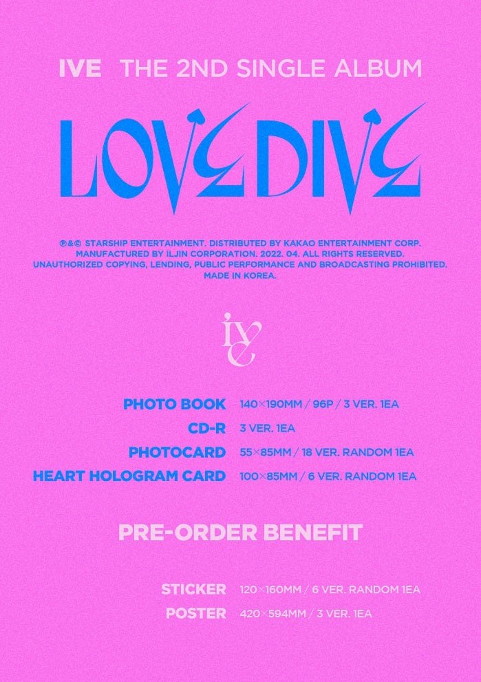 IVE'S 2ND SINGLE ALBUM [LOVE DIVE] – Kawaii Alley